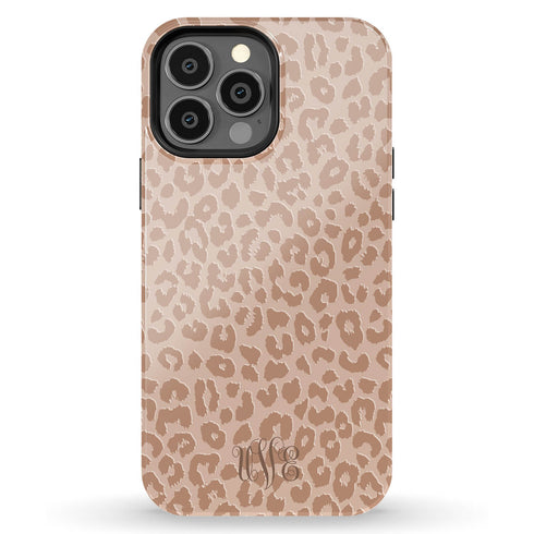 Nude Leopard Custom Monogram iPhone Case